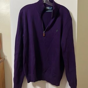 Vintage Large purple 100% cotton half zip pullover. Polo by Ralph Lauren